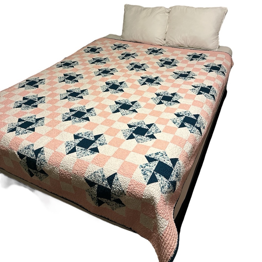 Oversized throw (lap) quilt with plenty of room for long legs.